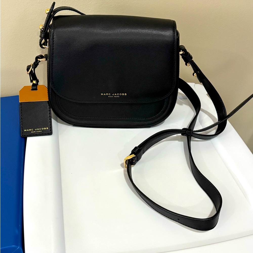 Marc Jacobs Elegant Black Crossbody Bag Mini Rider Bag Purse